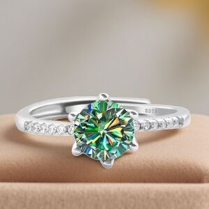 1 CT Cyan Moissanite Ring Anniversary Birthday Jewelry Gift
